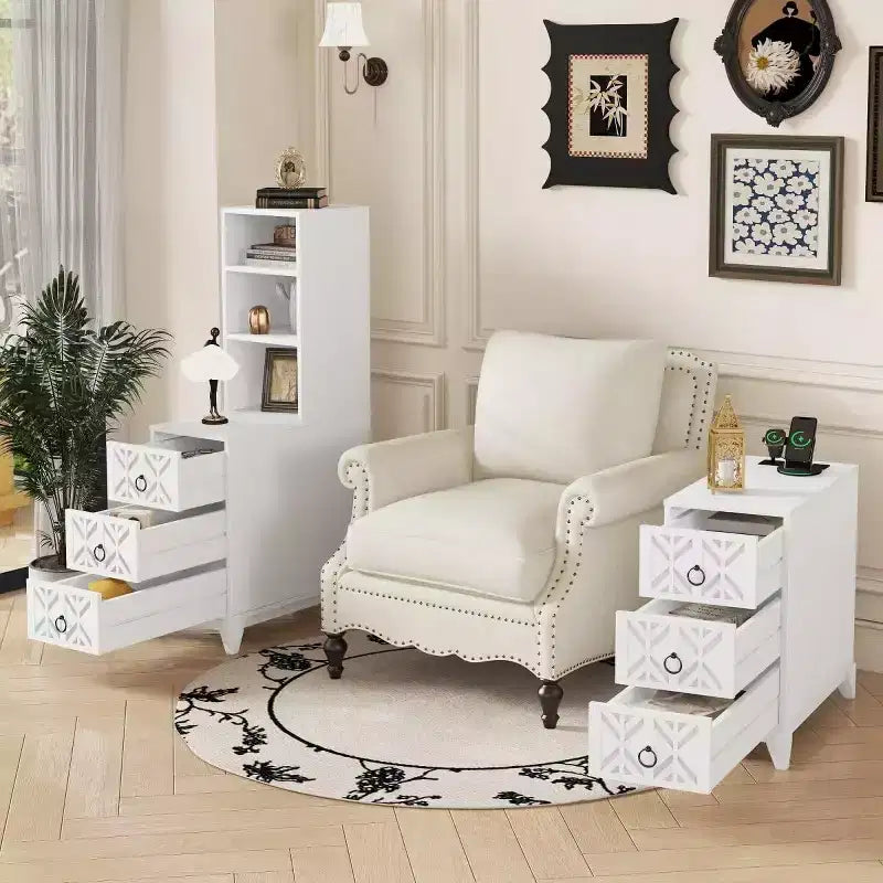 Side table with three drawers