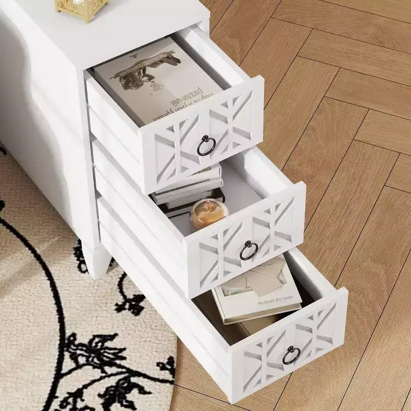 Side table with three drawers