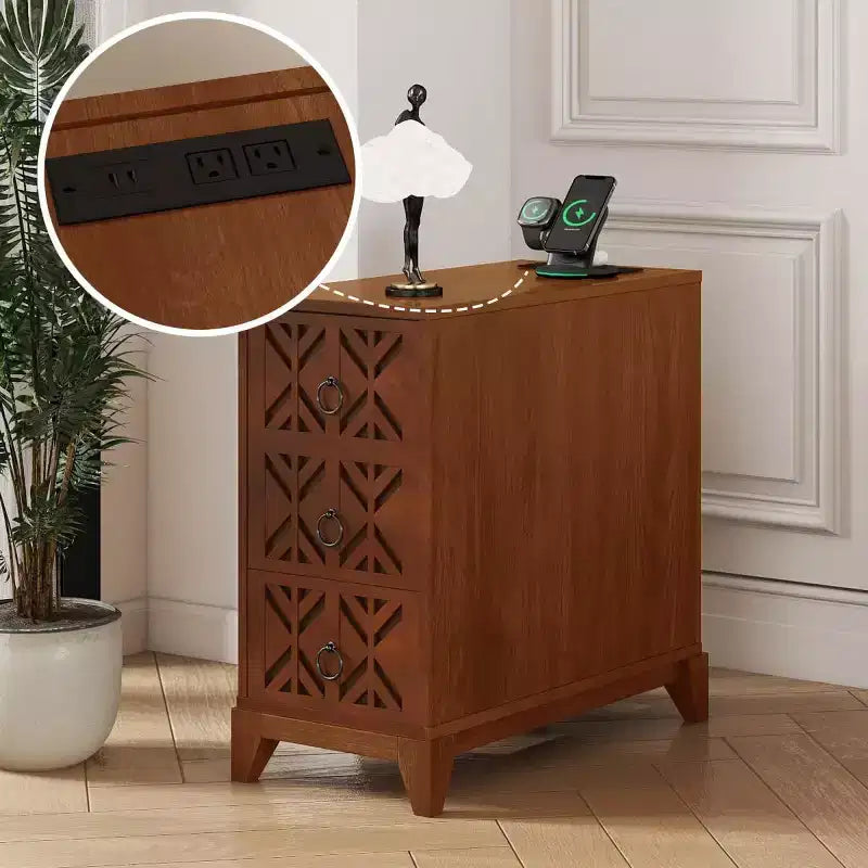 Side table with three drawers