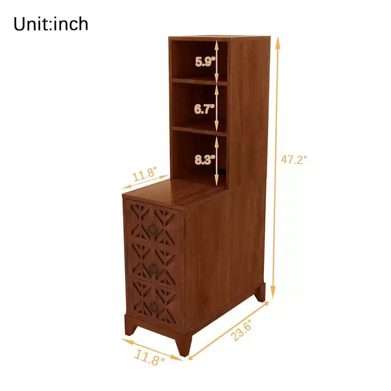Side table with three drawers
