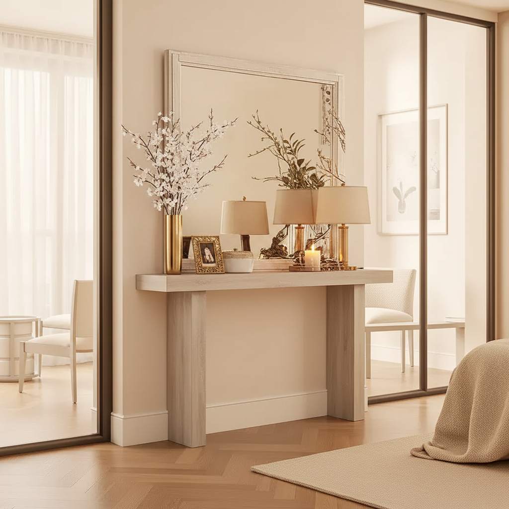 Miroir de toilette en bois massif blanc