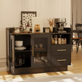 Schwarzer Weinschrank und Kaffeebar mit Doppelglastüren