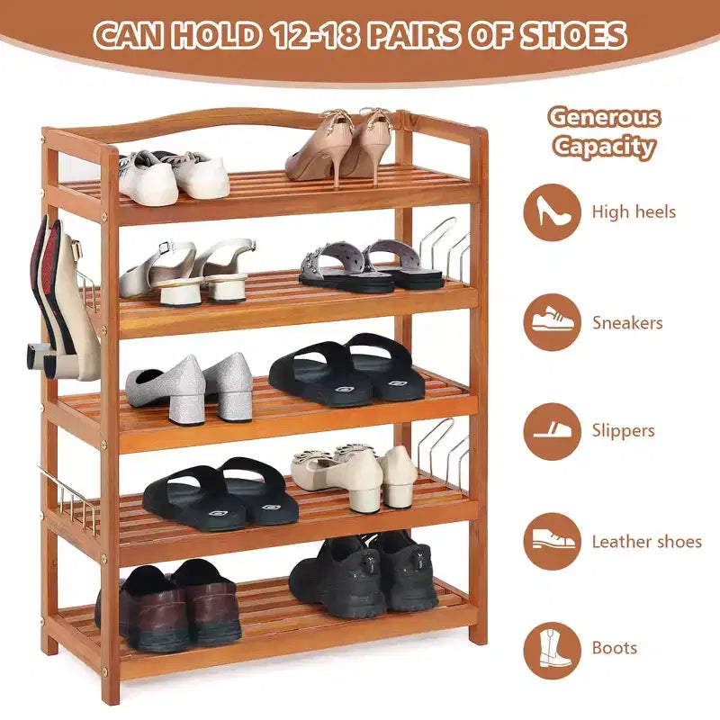 Schuhregal aus Holz mit 5 Ablagen