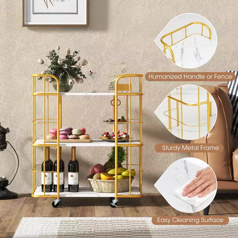 Carrito de almacenamiento de cocina de tres niveles