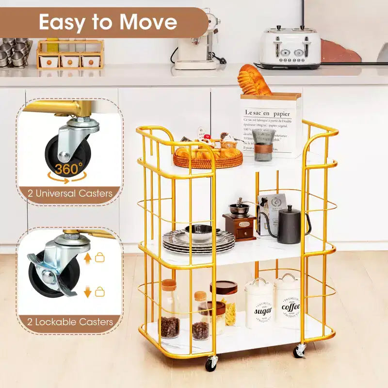 Carrito de almacenamiento de cocina de tres niveles