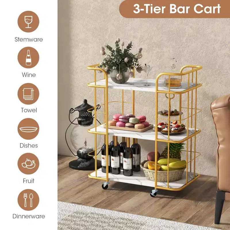 Carrito de almacenamiento de cocina de tres niveles